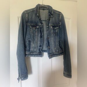 American Eagle Distressed Cropped Jean Jacket size small